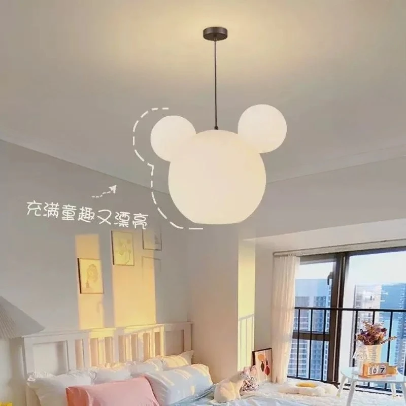Children's Room Creative Personality Internet Celebrity Cartoon Mickey Bedroom Chandelier Modern Simple Warm Led Room Light
