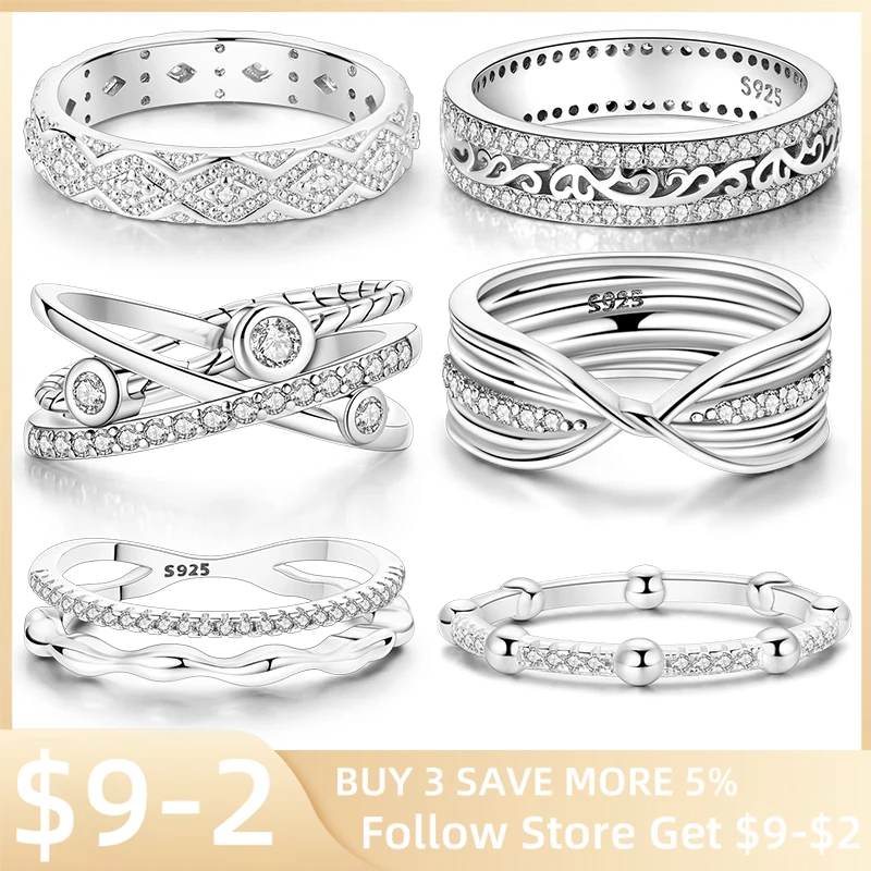 

925 Silver Shiny Zircon Temperament Elegant Silver Series Ring Women Girl Ring Party Wedding Anniversary Engagement Gift