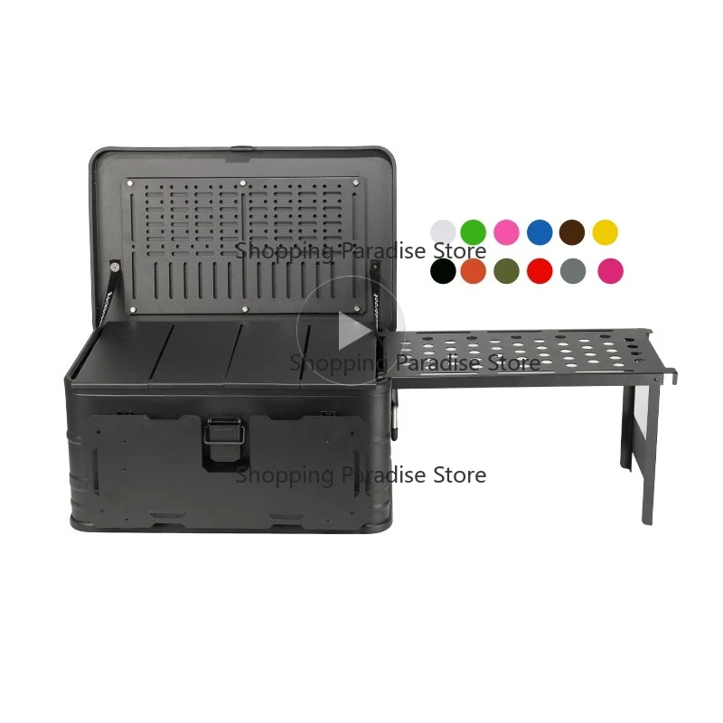 

BLACK 50L Aluminum Alloy Dining Table Storage Box Large Foldable and Detachable Kitchen Camping Storage for Travel