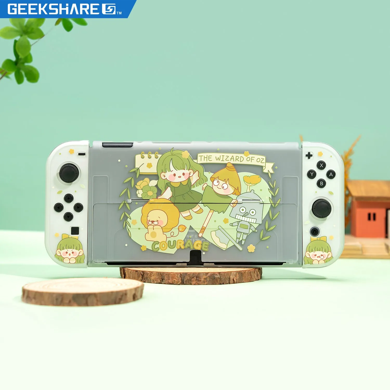 GeekShare Cartoon Protective Shell for Nintendo Switch/OLED Forest Elf Kawaii Case Little Painter Split Joy-con Cover Hard Case