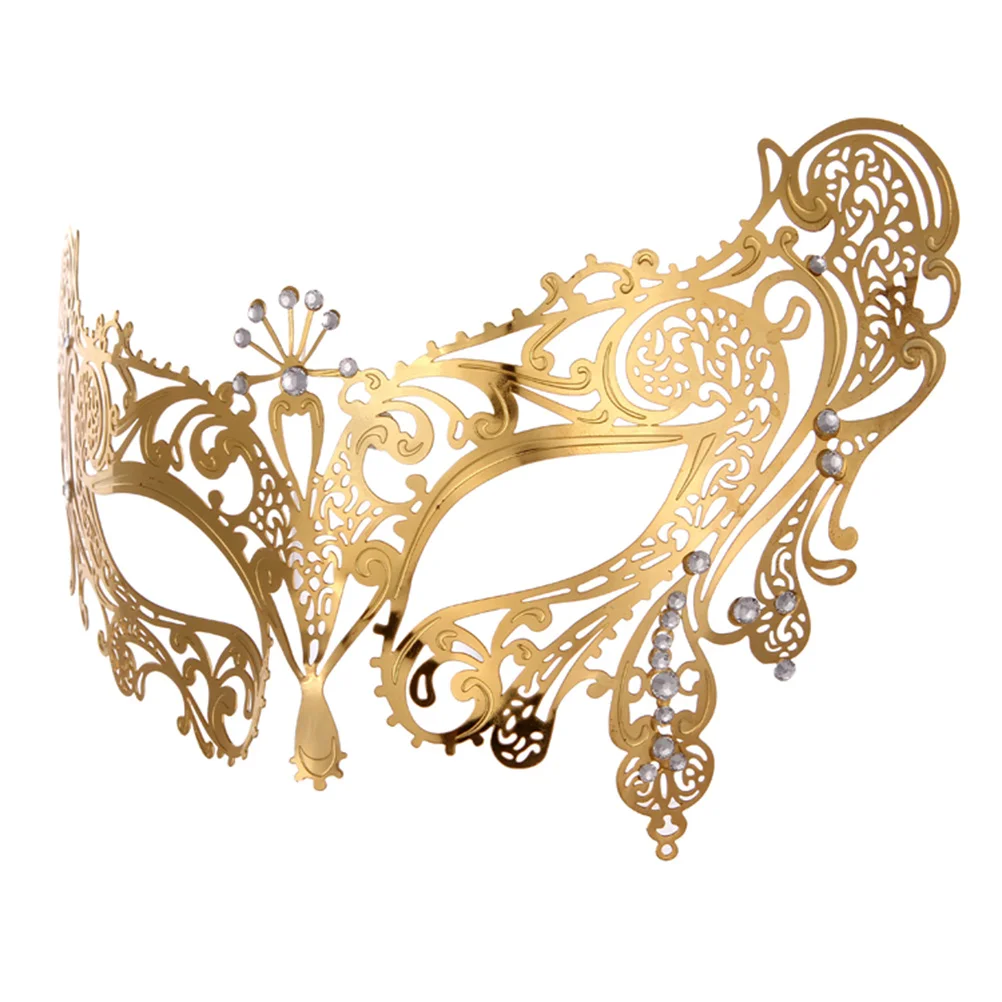 

Half Face Mask Golden Rhinestone Masquerade Party Cosplay Costume Accessory Carnival Dance Performance Mask