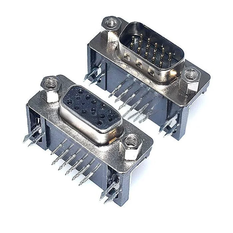 10 قطعة ثلاثة صف DR15 ذكر/أنثى رأس 90 درجة PCB جبل بزاوية دبوس VGA المقبس 3-Row 15P المقبس/دبوس موصل تسلسلي