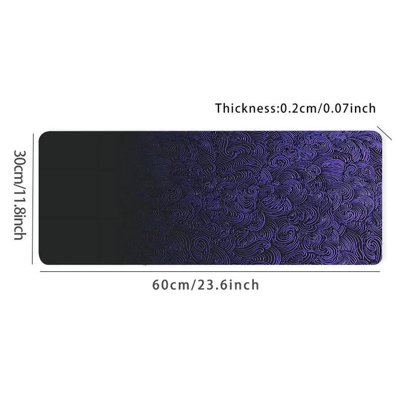 Podkładka pod mysz Purple Wave, estetyczna, duża, e-sportowa, podkładka na biurko pod klawiaturę komputerową z antypoślizgową gumową podstawą i obszytymi krawędziami.