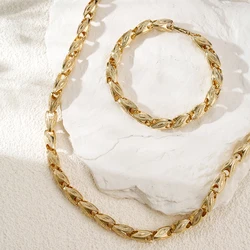 Hollow design, chain bracelet suite, fashion jewelry copper plated 14K gold exquisite gift party wedding banquet accessories