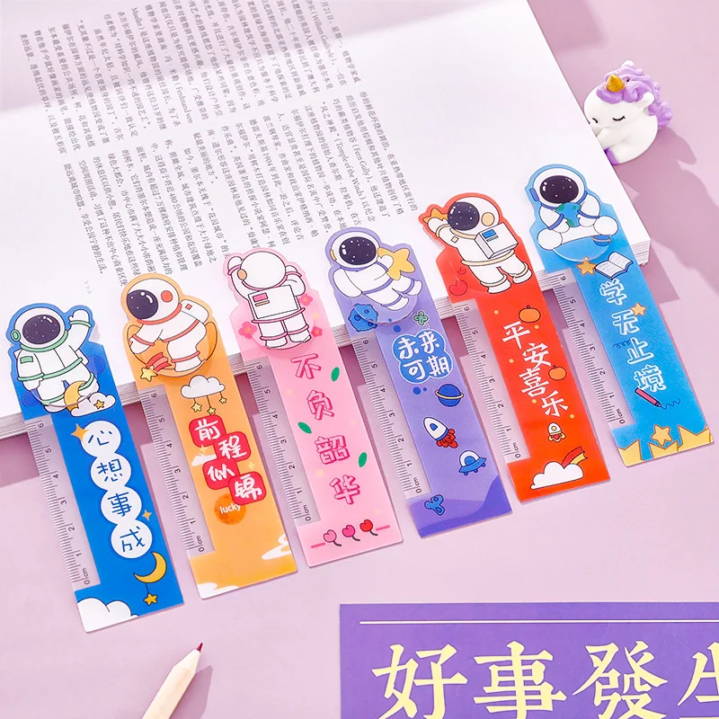 Yatniee 6pcs Pack Astronaut Bookmark Ruler Cute Ruler School Supplies Book Accessories Office Accessories