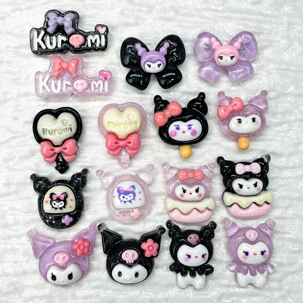 

100pcs Kawaii Flatback Resin Cartoon Sanrio Kulomi Melody Series DIY Scrapbook Refrigerator Phone Case Headwear Accessories