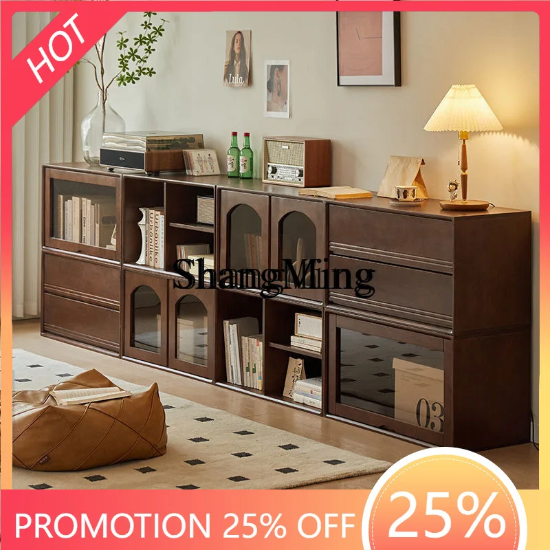 FG good-looking  all solid wood module TV combination low bookcase household complete simple floor lattice cabinet