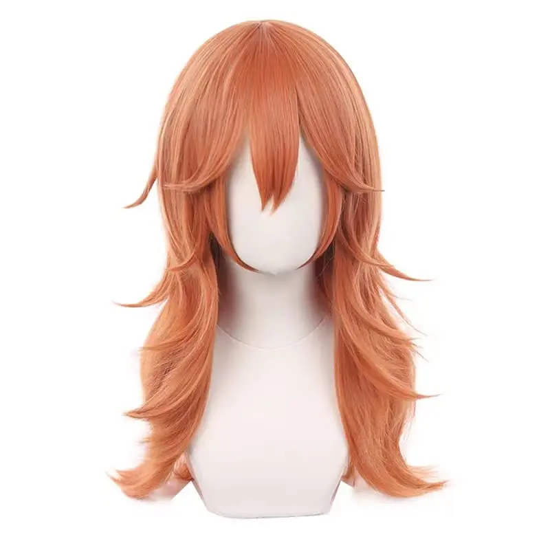여자를위한 다크 오렌지 코스프레 가발 여자 할로윈 의상 파티를위한 긴 곱슬 가발