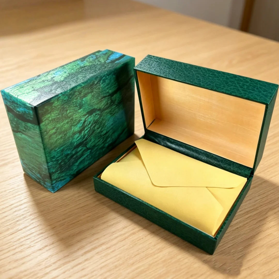 Green Travel Velvet Watch Bag Protective Watch Leather Paper Jewels Environmental Protection Display Storage Paper Box No Logo