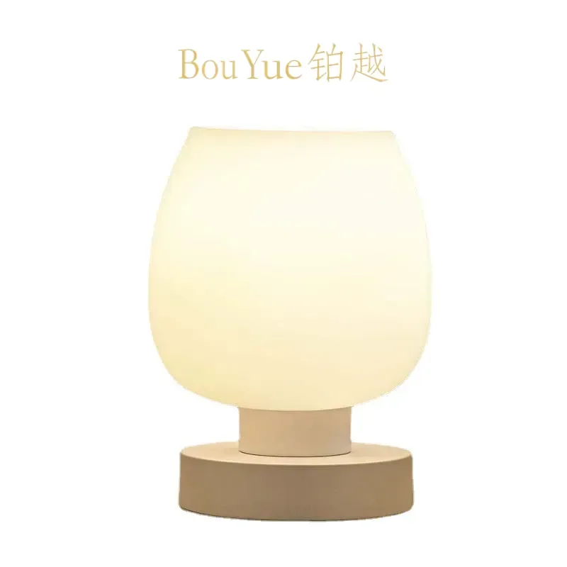 Modern Touch Control Glass Desk Lamp Dimmable USB Night Light for Bedroom Bedside Study Milky White Simple Table Lighting