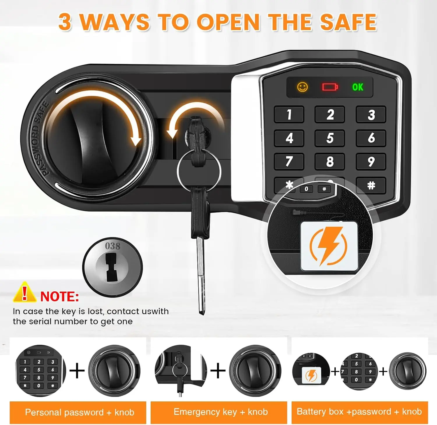 6.0 Cuft Large Home Safe Fireproof Waterproof, Digital Security Fireproof Safe Box with Fireproof Bag, Electronic Keypad Keys an