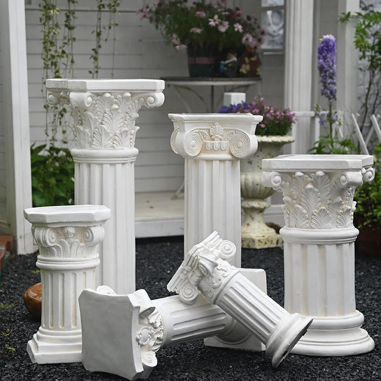 European flower pot Roman column ornament Wedding props Pillar base Vintage garden courtyard balcony decoration