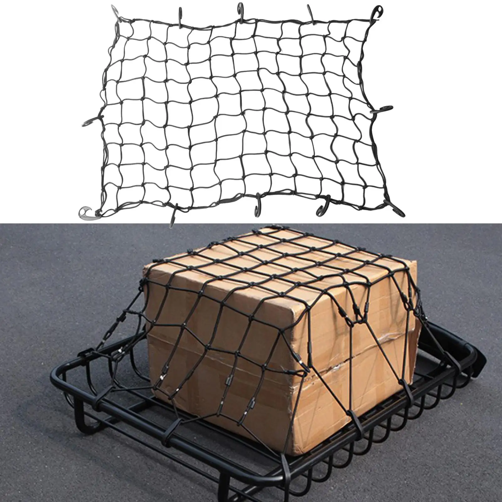 Generic Elastic Cargo Net Mesh Netting Daily Cargo Loading Trip Luggage Universal with 12 Hooks Car Organizer Net Luggage Net