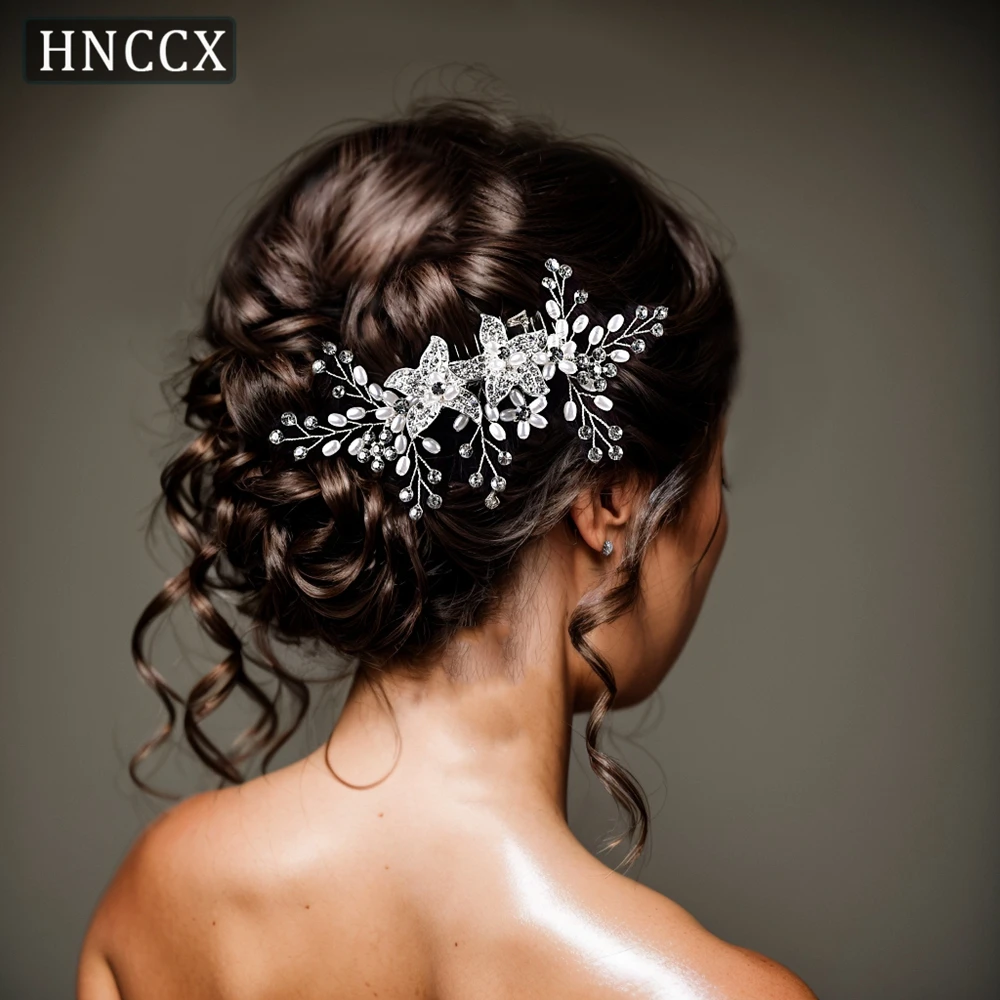 

Rhinestone Wedding Hair Comb Adult Tiara Hairpiece Applications for Bride Hair Handmade Crystal Pearls Hairpin CP296