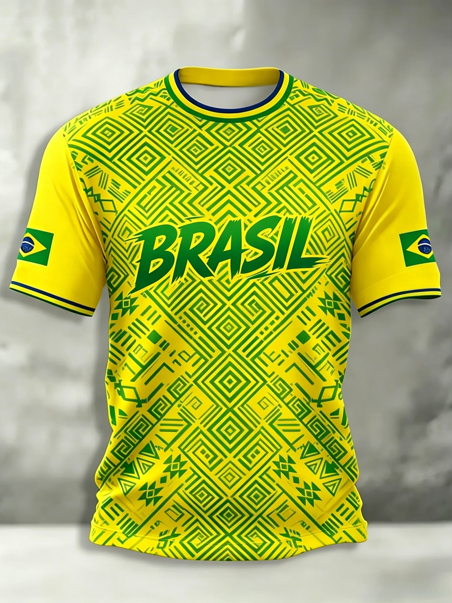 Brazil Football Support T Shirts Fan Cheer Tops Sleeve Casual Tee Unisex Adults Kids Full Sizes Stadium Match Watching Outfit