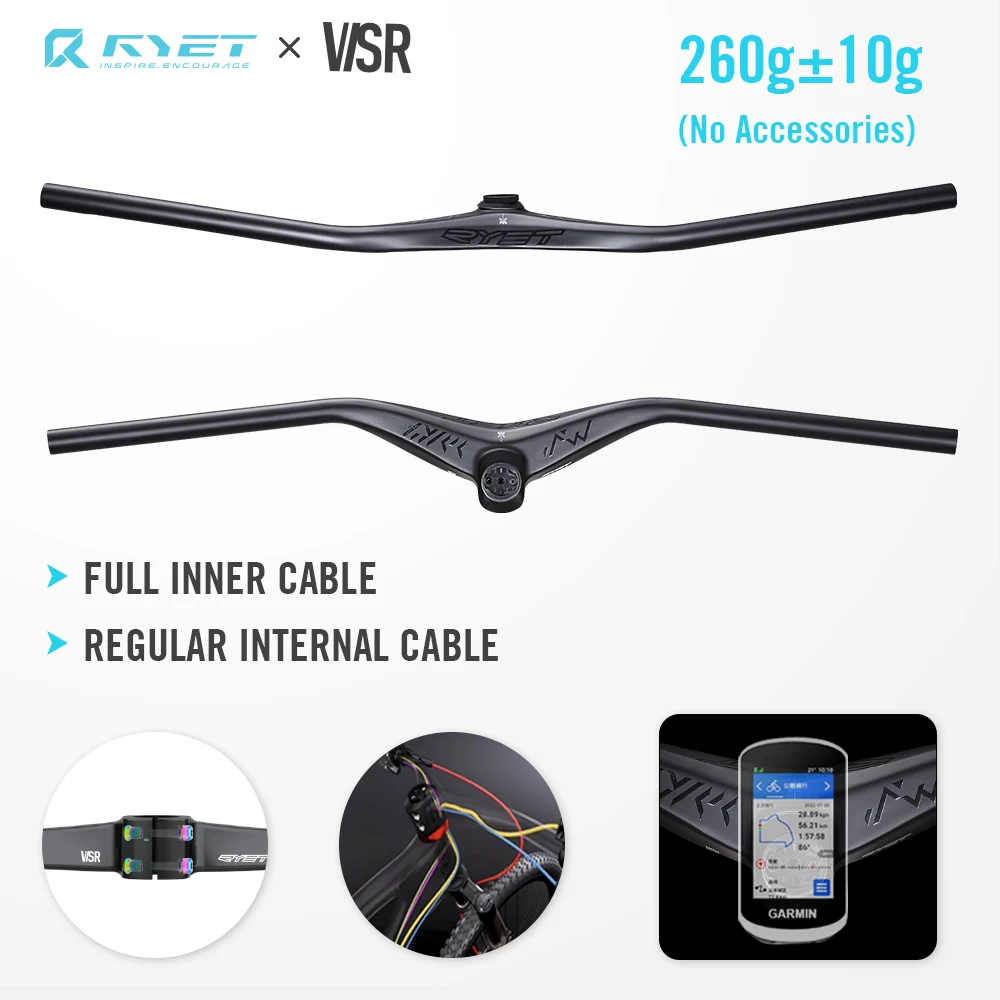 RYET Neuer MTB Carbon Vollintegrierter Lenker 780mm -12 Grad AM XC Einteiliger Flacher Carbon-Fahrradlenker