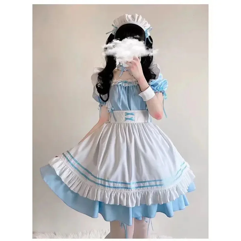 2024 Black Cute Lolita Maid Costumes Girls Women Lovely Maid Cosplay Costume Animation Show Japanese Outfit Dress Clothes