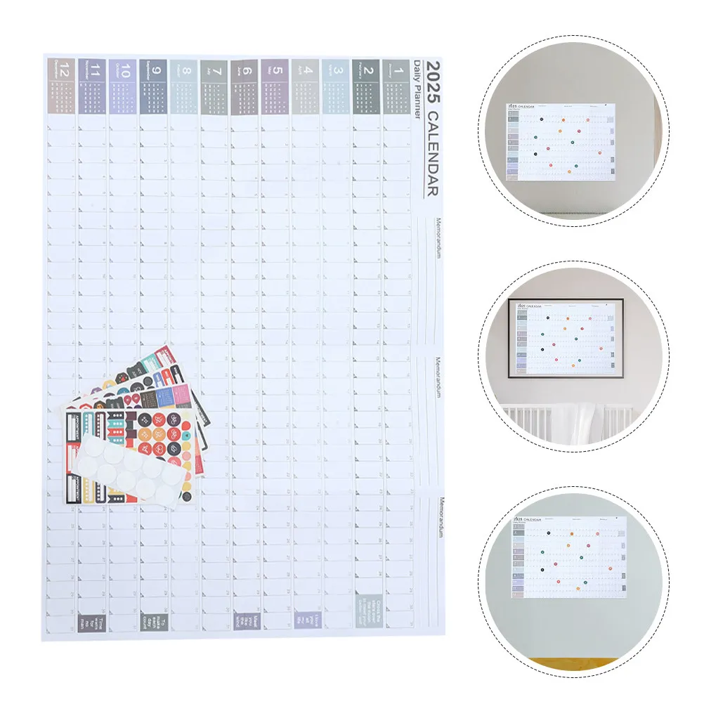 

2Sets Wall Calendars Yearly Planner Decorative Office Schedule Calendar Full Year Monthly Wall Calendar 2025 Large Format