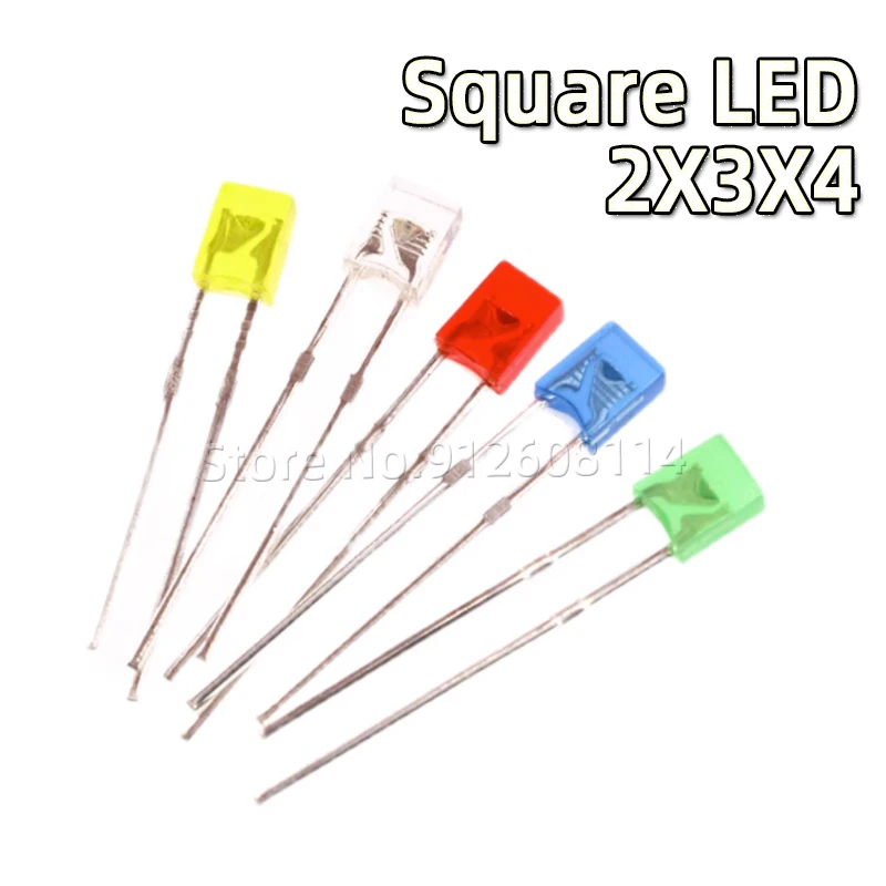 50Pcs 2X3X4 Square led 234Red Light-emitting Diodes Red White Blue Green Yellow Orange 2*3*4 Electronic DIY Kit