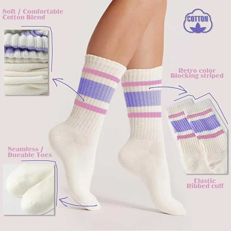 Lässige Damensocken, Damen-Wadensocken, Damen-Slouch-Socken, Damen-Baumwollsocken, Radsocken, Sportsocken – Detail 4