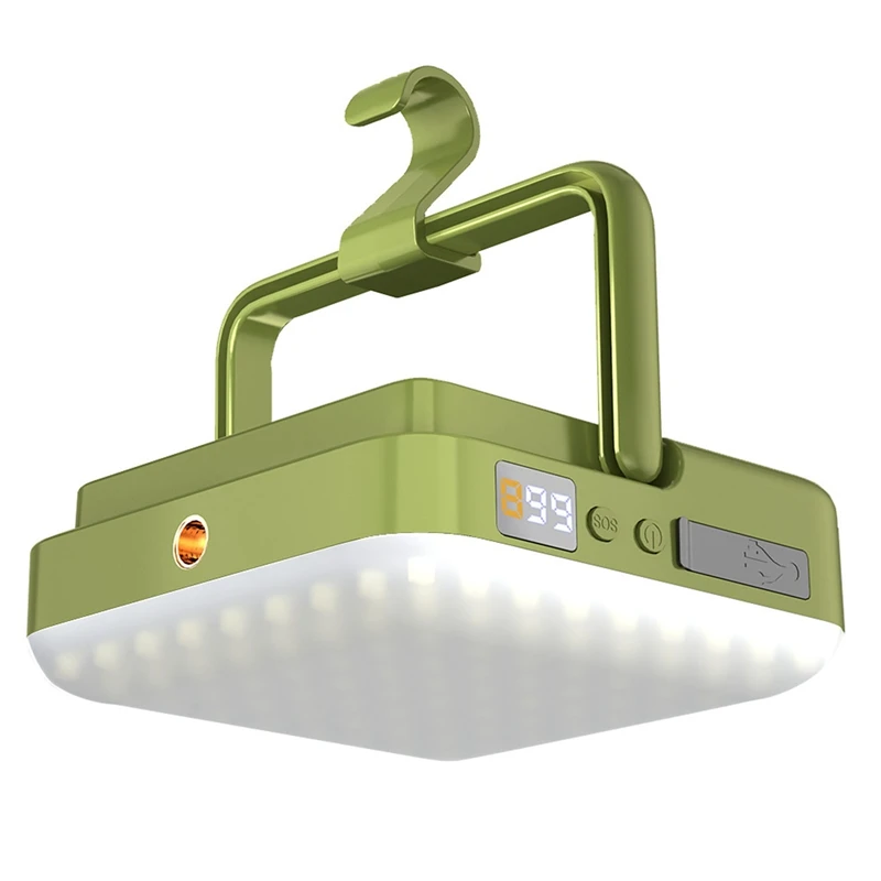 Rechargeable Outdoor Camp Light Portable Hanging Waterproof Magnet Emergency Light - Light Green