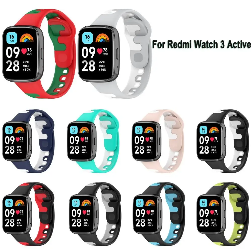 New Two-Color Silicone Watch Strap Colorful Smart Watch Bracelet Soft Accessories Watchband Redmi Watch 3 Active