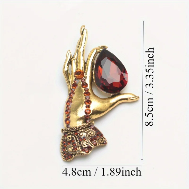 Rhinestone Hand Brooches for Women Classic Slim Hand Party Office Casual Brooch Pins Gifts