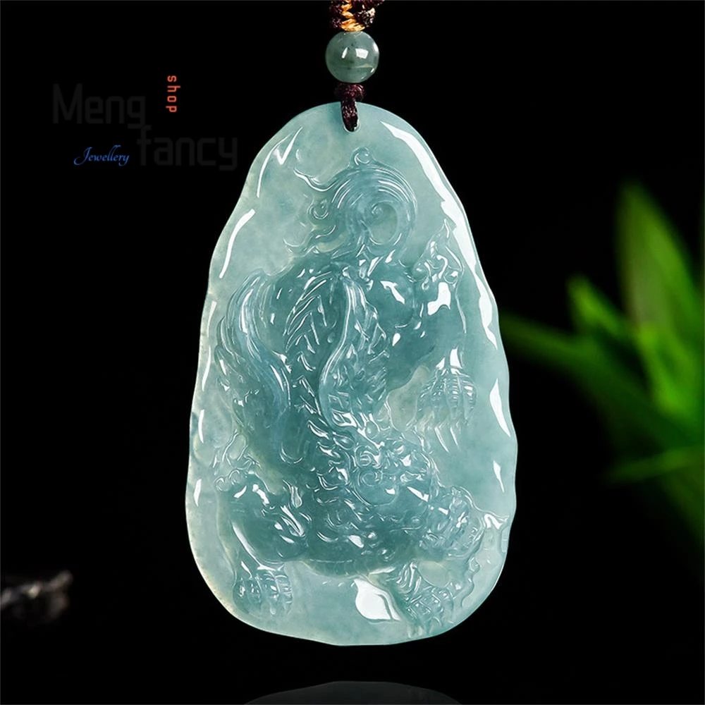 

Натуральный жадеит класса А, синяя вода, летающий небесный кулон PI Xiu, ледяной тип, богатство, роскошные модные украшения, высококачественные праздничные подарки