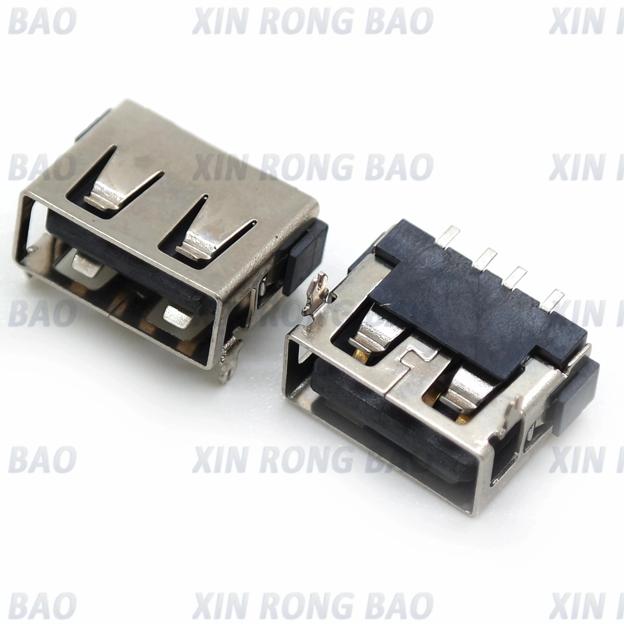 10 piece a / f10.0 short body USB interface female base front 2-pin 6.3h straight edge SMT iron shell black glue USB connector
