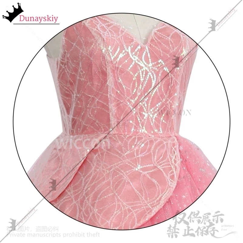 Glinda Wicked คอสเพลย์อะนิเมะภาพยนตร์เครื่องแต่งกาย (XS-3XL) ชุดสีชมพู Lolita กระโปรงวิกผม Halo ต่างหูชุด Roleplay เครื่องแต่งกายฮาโลวีนชุด