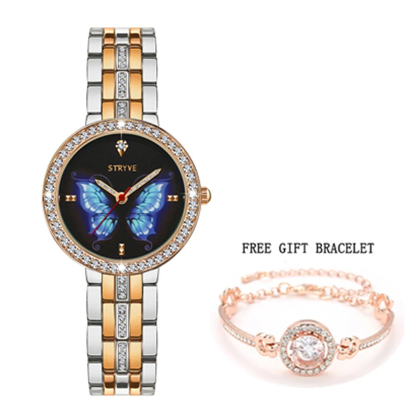 Watches Ladies New Designer Fashion Women Gold Watch STRYVE Butterfly Ladies Dress Quartz Watch Clock Relogio Feminino