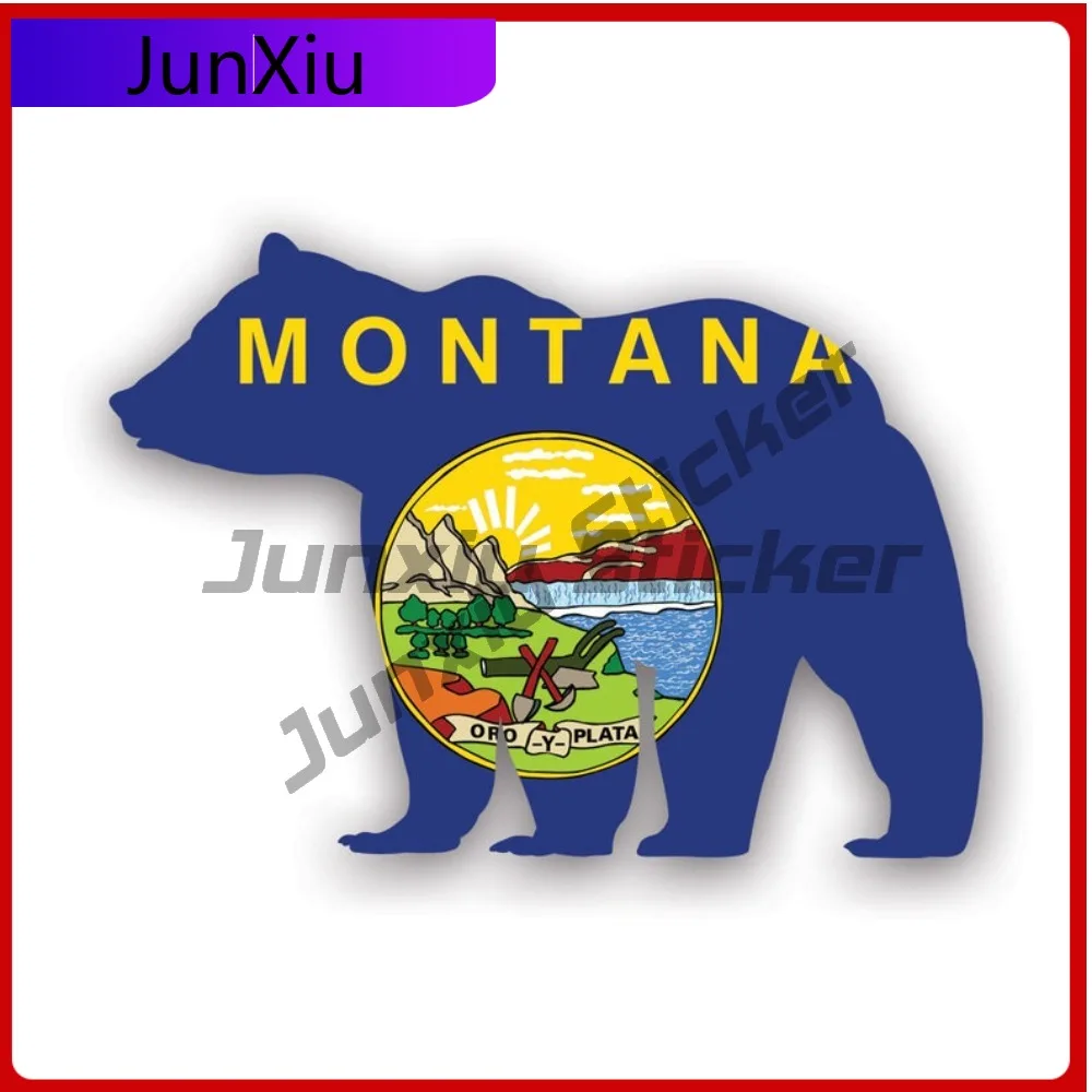 

Classic Bold Montana Cute Bear Flag Sticker Uv Protected Decalsoutdoors Explore Camping Hiking Overlanding Rv Mt Decal