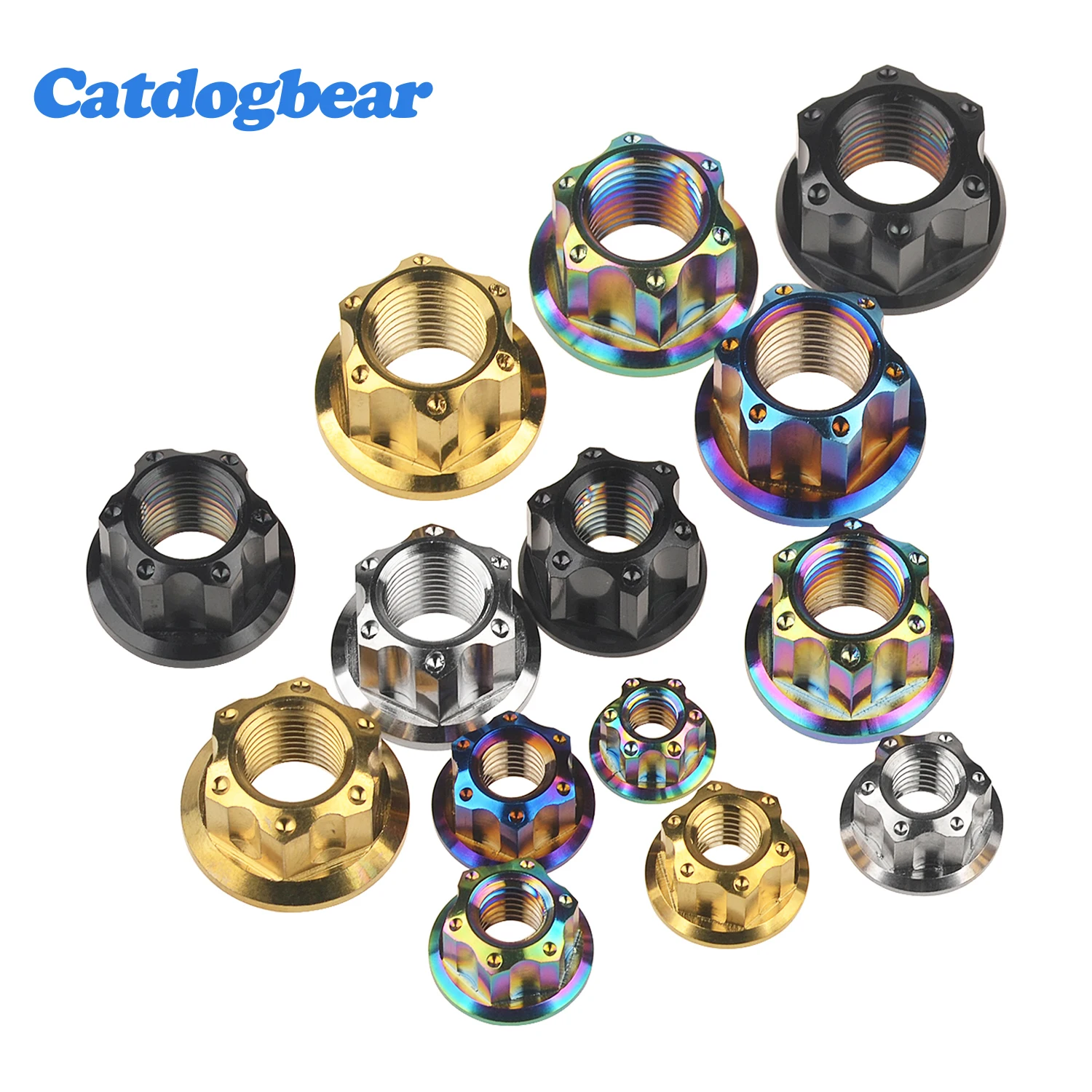 

Catdogbear Titanium Nuts M6 M8 M10 M12 M14 M16 Flange Nut for Motorcycle Bicycle Fastener Rear Axle Nuts