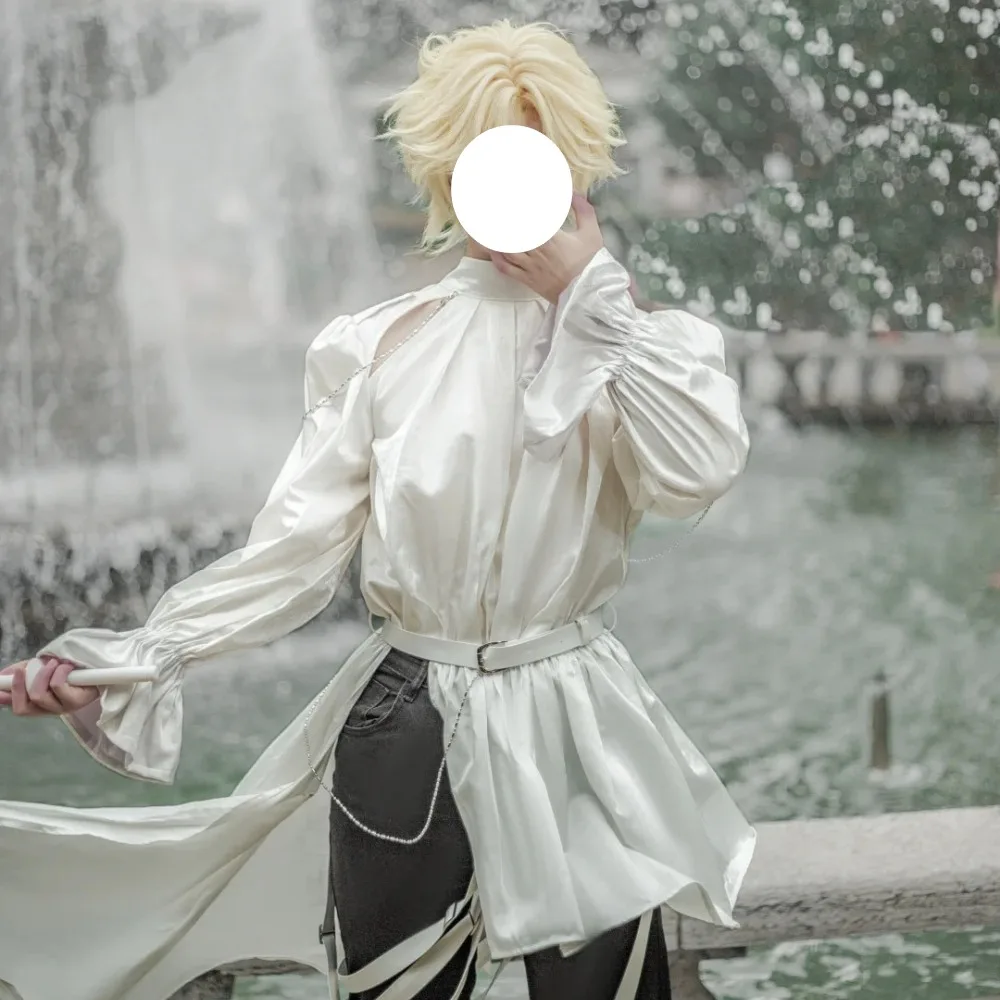 

Alien Stage Luka Same Style Cosplay Costume White Outfit Bow Belt Wig Unisex Halloween Carnival Party Comic Con Stage Wear