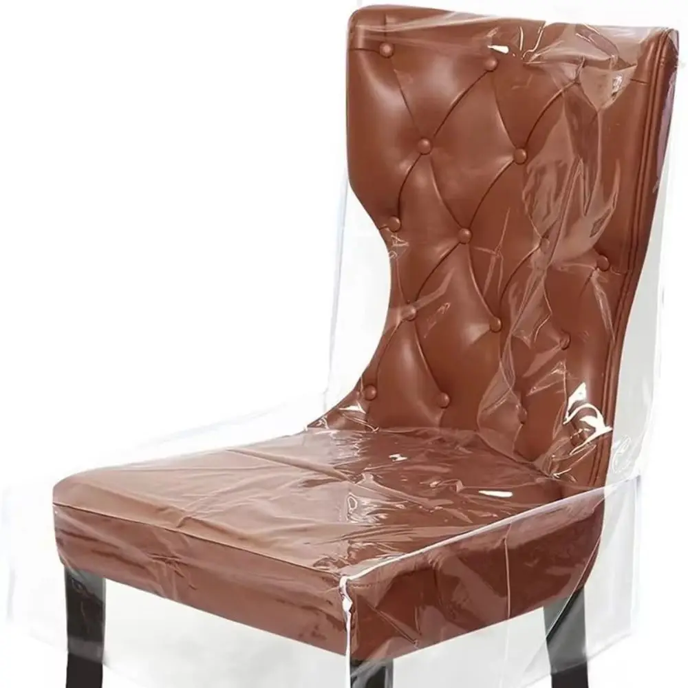 Durable Transparent Chair Cover Anti Scratch Waterproof Dining Chair Slipcover PVC Chair Dustproof Covers for Home Dining Room