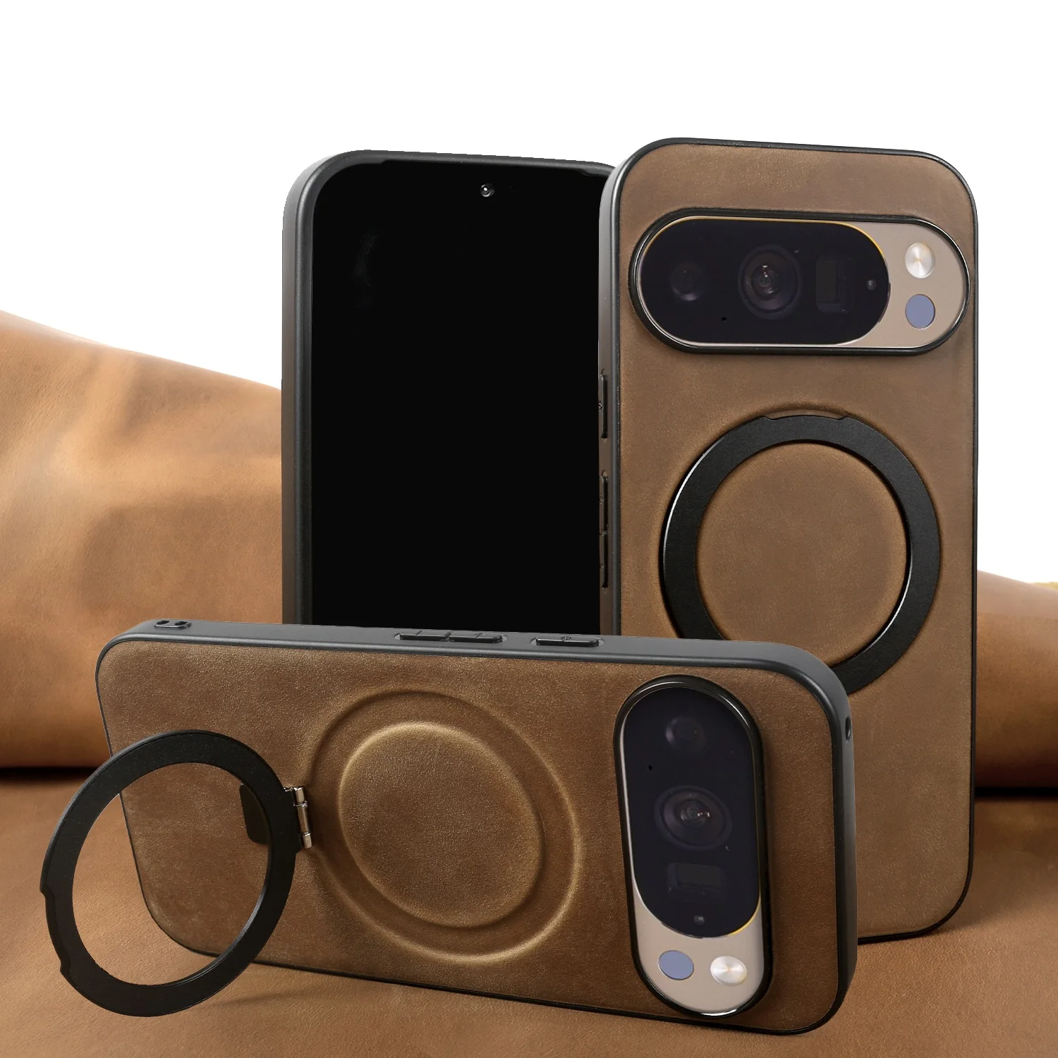 

Luxury Magnetic Stand Holder Leather Case For Google Pixel 10Pro XL 8A 9pro 7pro 7A 6pro For Magsafe Charging Genuine Back Cover