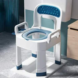 Adjustable Height Potty Chair  NonSlip  AntiRollover  Pregnant Women's Commode  Leather Backrest Portable Toilet Seat