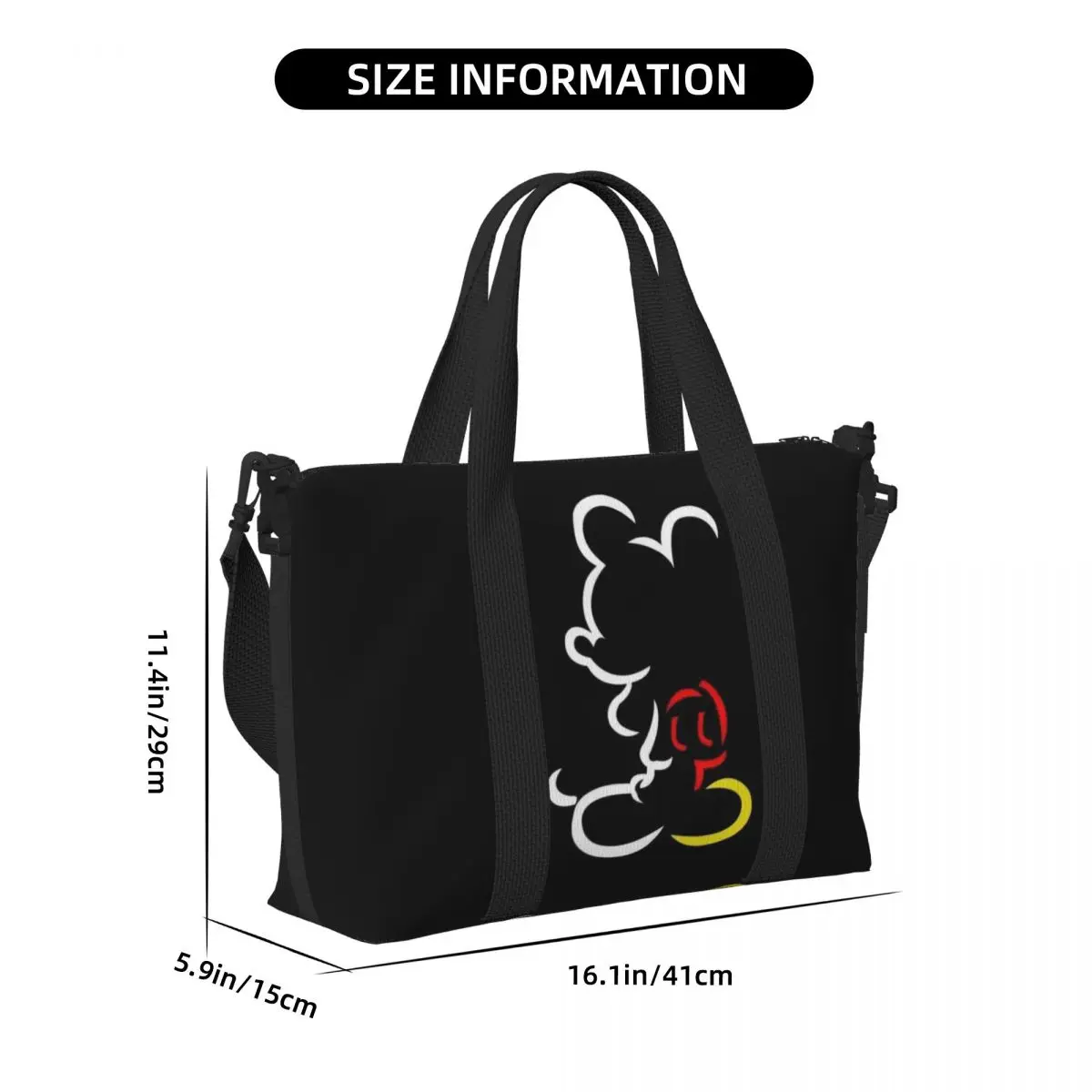 Custom Mickey Mouse Tote Bag Women Large Capacity Gym Beach Travel Bags