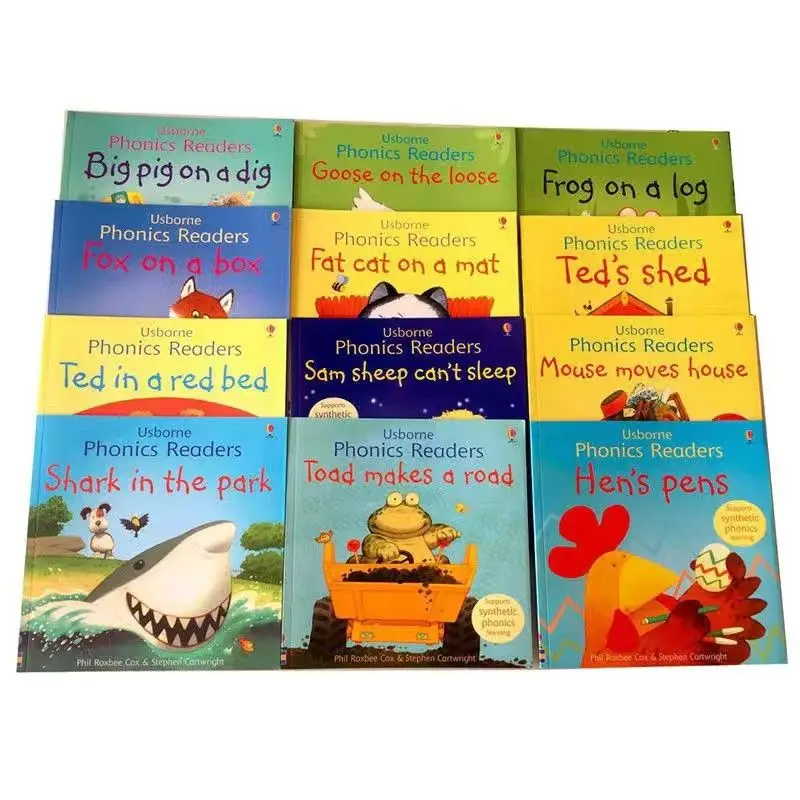 

12 Books Usborne English Picture Book Phonics Readers Classroom Educational Toys for Children Montessori Picture Story Book