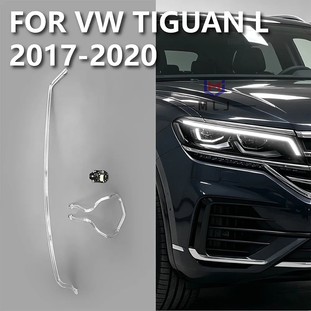 For Volkswagen Tiguan L 2017-2020 Headlight Spare Parts Angel Eyes DRL Acrylic Light Guide Strips Tubes Light Source PCB Chips