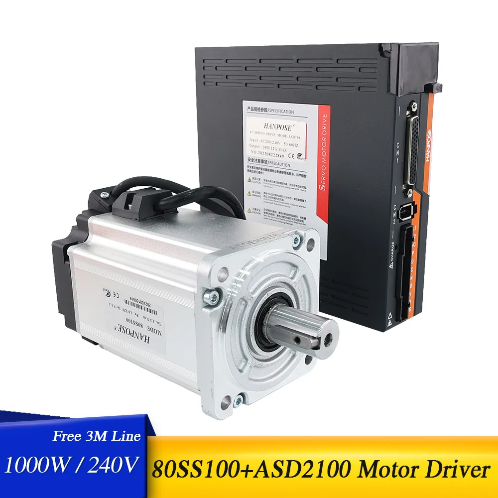 

5.0A 2.39N.m 80SS100 And AC200-240V ASD2100 Servo Drive CNC Milling Machine Equipment 1000W Servo Motor Kit