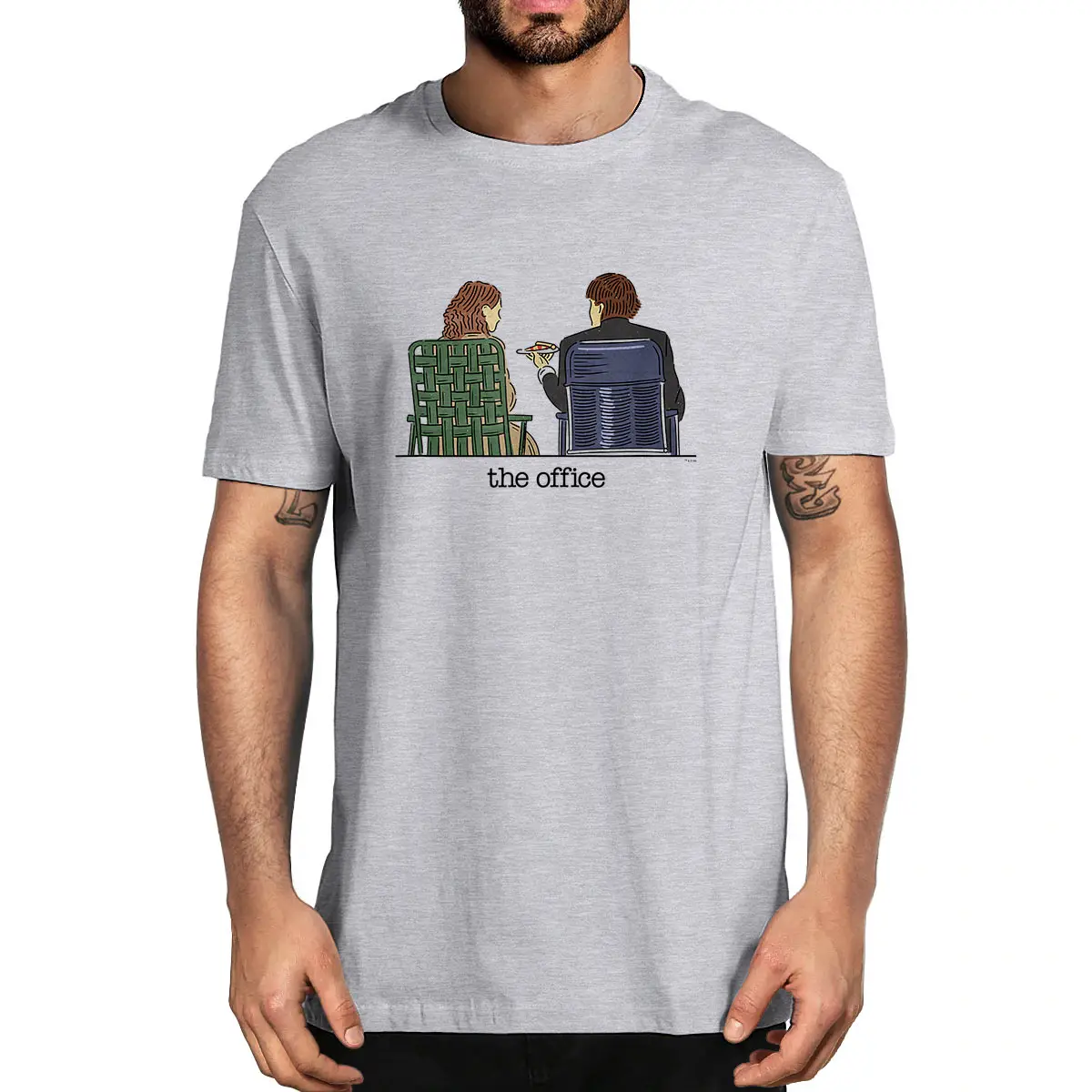 The Office Jim and Pam Roof Date Funny 100% Cotton Summer Men's Novelty Oversized T-Shirt Women Casual Streetwear Soft Tee Gift