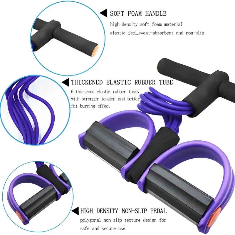 Four-Tube Pedal Tensioner Multi-Functional Household Fitness Equipment Yoga Abdominal Strengthening Elastic Band Tension Rope image 4