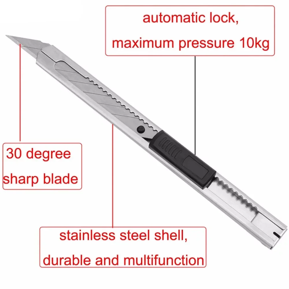 10pcs Vinyl Film Cutting Knife Mini Stainless Steel Pocket School Office Stationery Cutter Paper Graphics Diy Knife