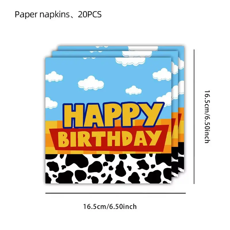 Toy Story Theme Disposable Party Supplies Tablecloth Plates Cups Napkins Cartoon Character Tableware Set For Birthday Parties