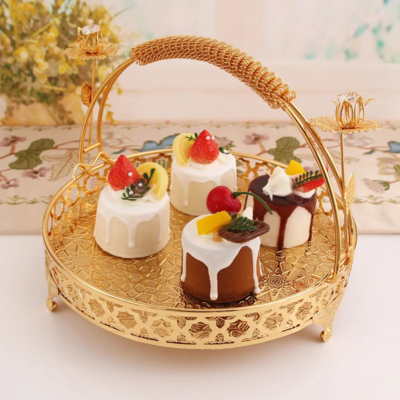 European retro fruit bowl upscale round hotel glass plate multi-layer fruit basket fashion creative cake plate ornaments