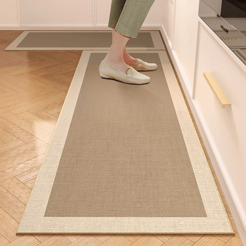 Floor Mat for Kitchen Non-slip Wear-resistant Waterproof Carpet Minimalist Black Line Letter Rug Long Size Home Decoration Mats