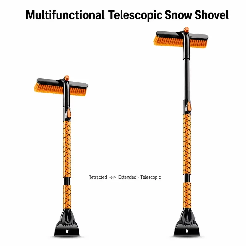 Telescopic Aluminum Auto Snow Brush Double Head Deicer Windshield Removal Tool for Truck Car Winter Cleaning Shovel Wholesale