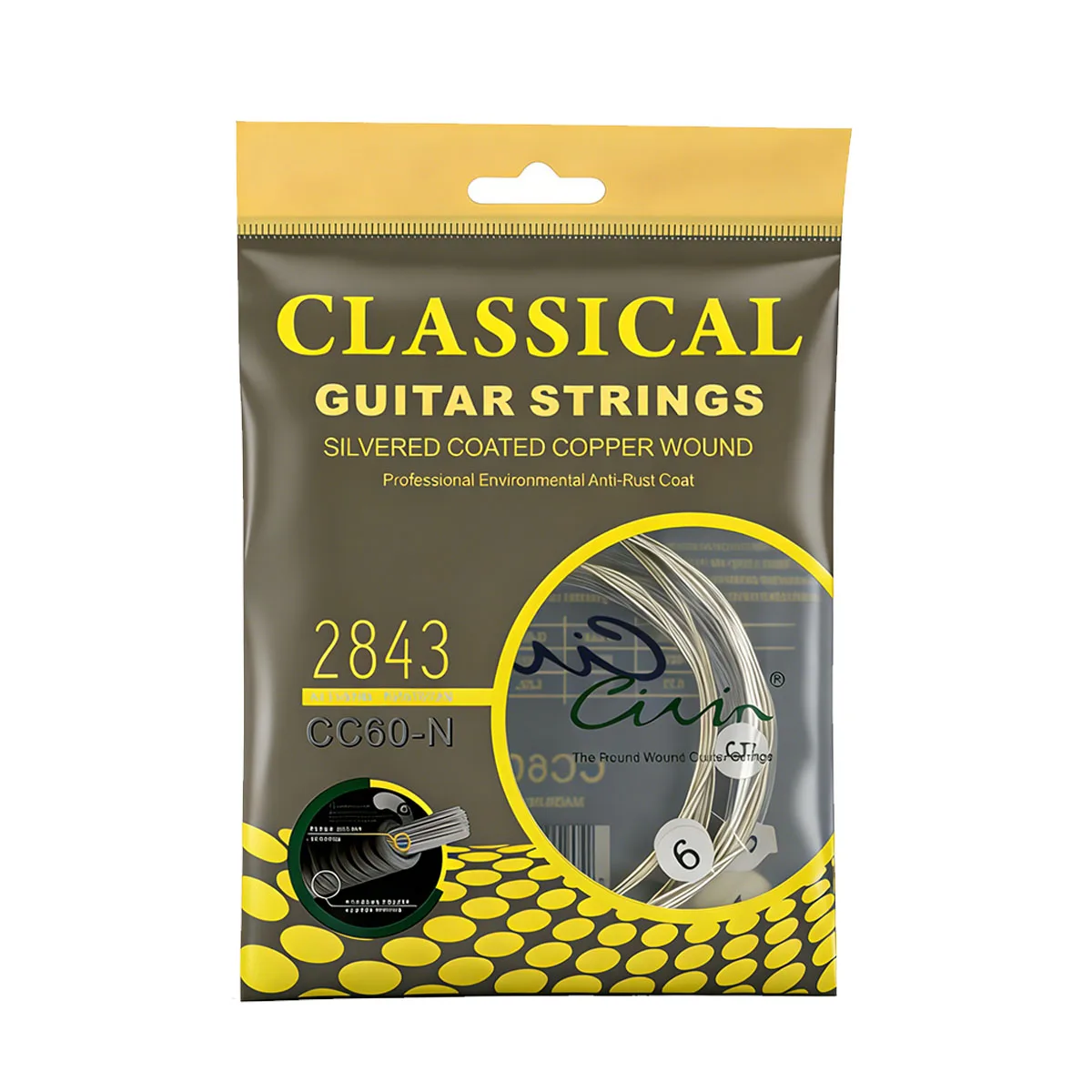 Civin CC60-N Klassische Gitarrensaiten Set - 6-Saiten, Normale Spannung, Korrosionsbeständig, Heller Klang, 028-043, Anfängerfreundlich