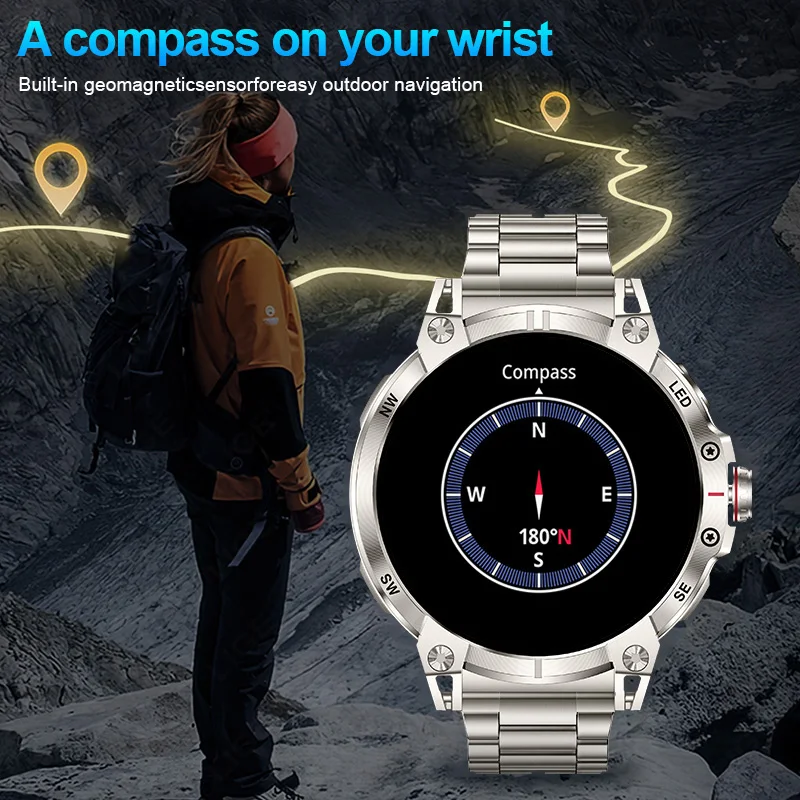 LIGE New Men Smart Watch Compass IP68 Waterproof 360*360 Ultra HD Fitness Sport Watch 760mAh Large Battery Outdoor Smartwatches